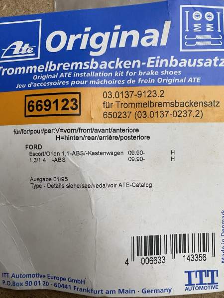 Trommelbremsbacken-Einbausatz Ford Escort V ab 09.1990